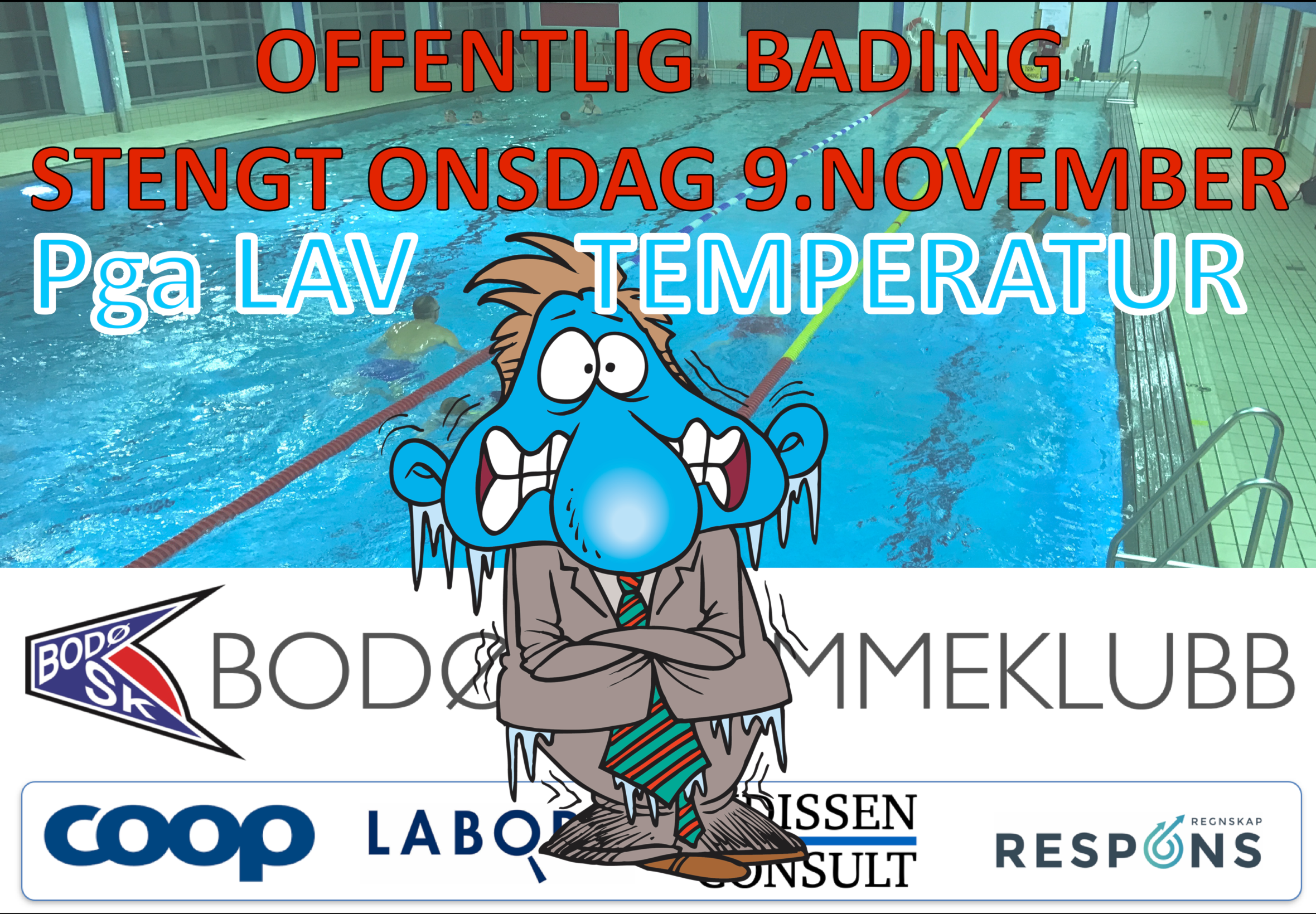 Offentlig bading holder STENGT onsdag 9.november
